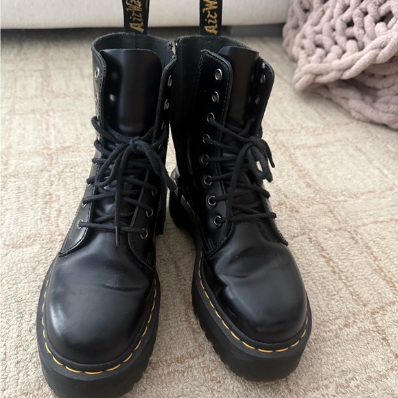 Platform Dr. Martens Black Leather Combat Boots - Picture 5 of 5